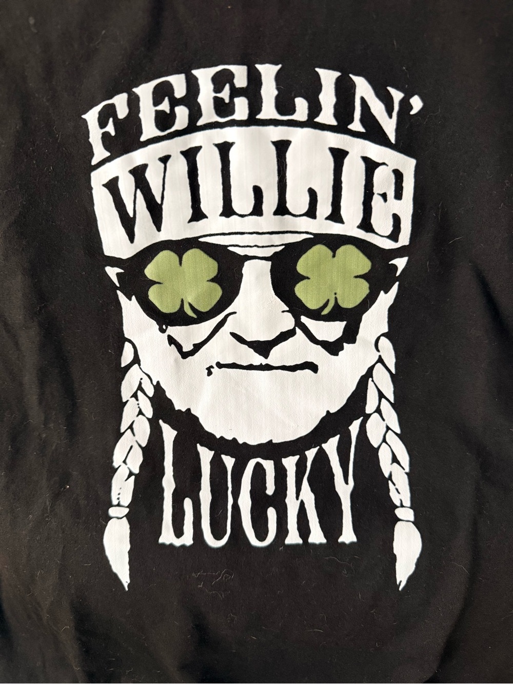 Feelin' Willie Lucky Graphic Tee - Black with Green Accents